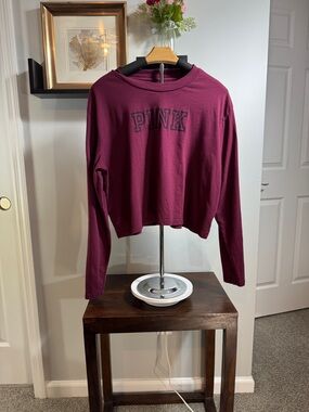 PINK Victoria's Secret Plum Cropped Long Sleeve Tee